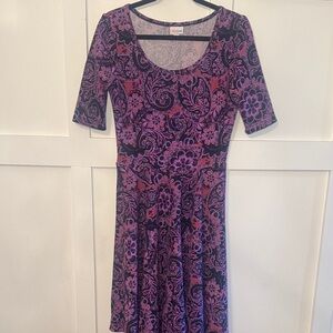 Floral Paisley LulaRoe Patterned Purple and Black Dress